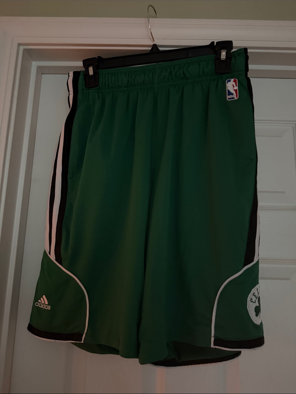 adidas Green NBA Celtics Men's Basketball Shorts with Black & White Trim